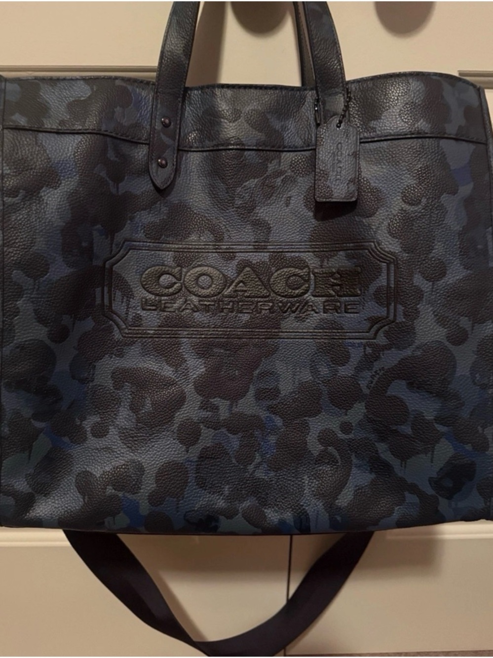 Coach Men’s Black & Navy Camo Leather Tote